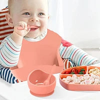 Set De Alimentación Silicona Platos Bebe